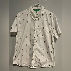 dip White Nautical Anchor Print Men's Shirt